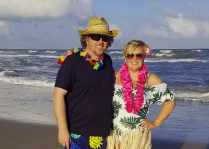 Surfside beach: photo of croatians in Hawaiian ornaments